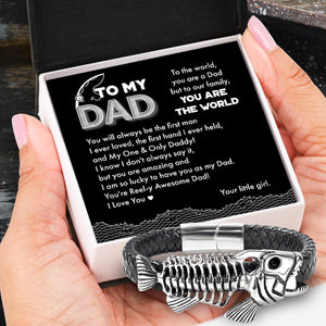 Black Leather Bracelet Fish Bone - Fishing - To My Dad - My One & Only Daddy - Gbzr18004