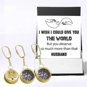 Personalized Brass Compass Keychain - Family - To My Wife - I Wish I Could Give You The World - Gkqj15001