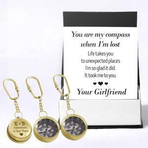 Personalized Brass Compass Keychain - Family - To My Boyfriend - You Are My Compass When I'm Lost - Gkqj12002