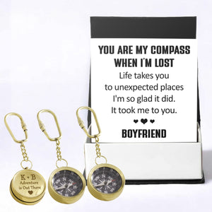 Personalized Brass Compass Keychain - Family - To My Girlfriend - You Are My Compass When I'm Lost - Gkqj13002