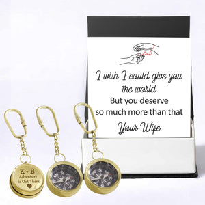 Personalized Brass Compass Keychain - Family - To My Husband - I Wish I Could Give You The World - Gkqj14001