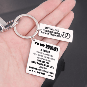 Calendar Keychain - Softball - To My Dad - A Father Who Loves Completely, Gives Quietly, Teaches Gently, And Inspires Deeply - Gkr18032