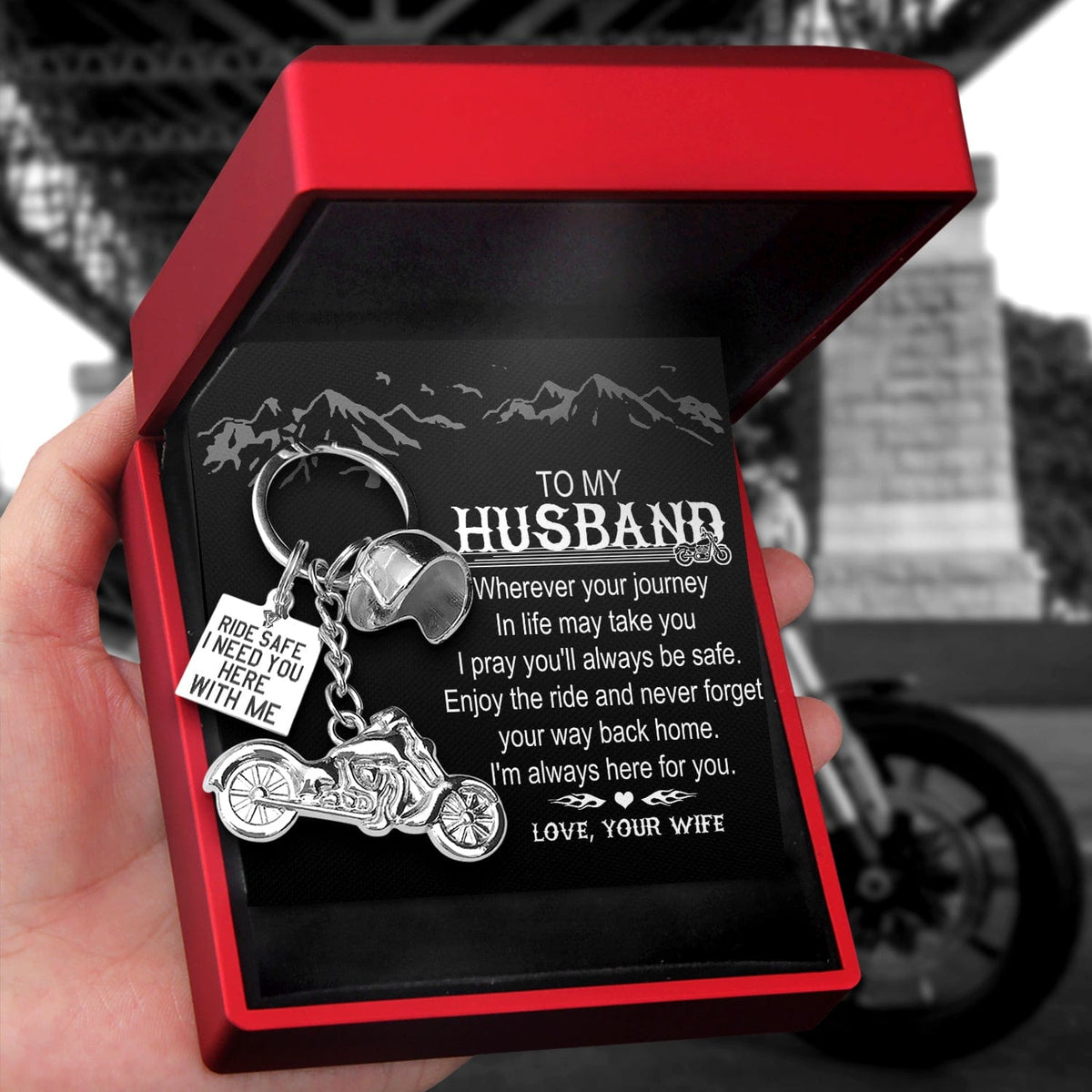 Classic Bike Keychain - Biker - To My Husband - Ride Safe - Gkt14018