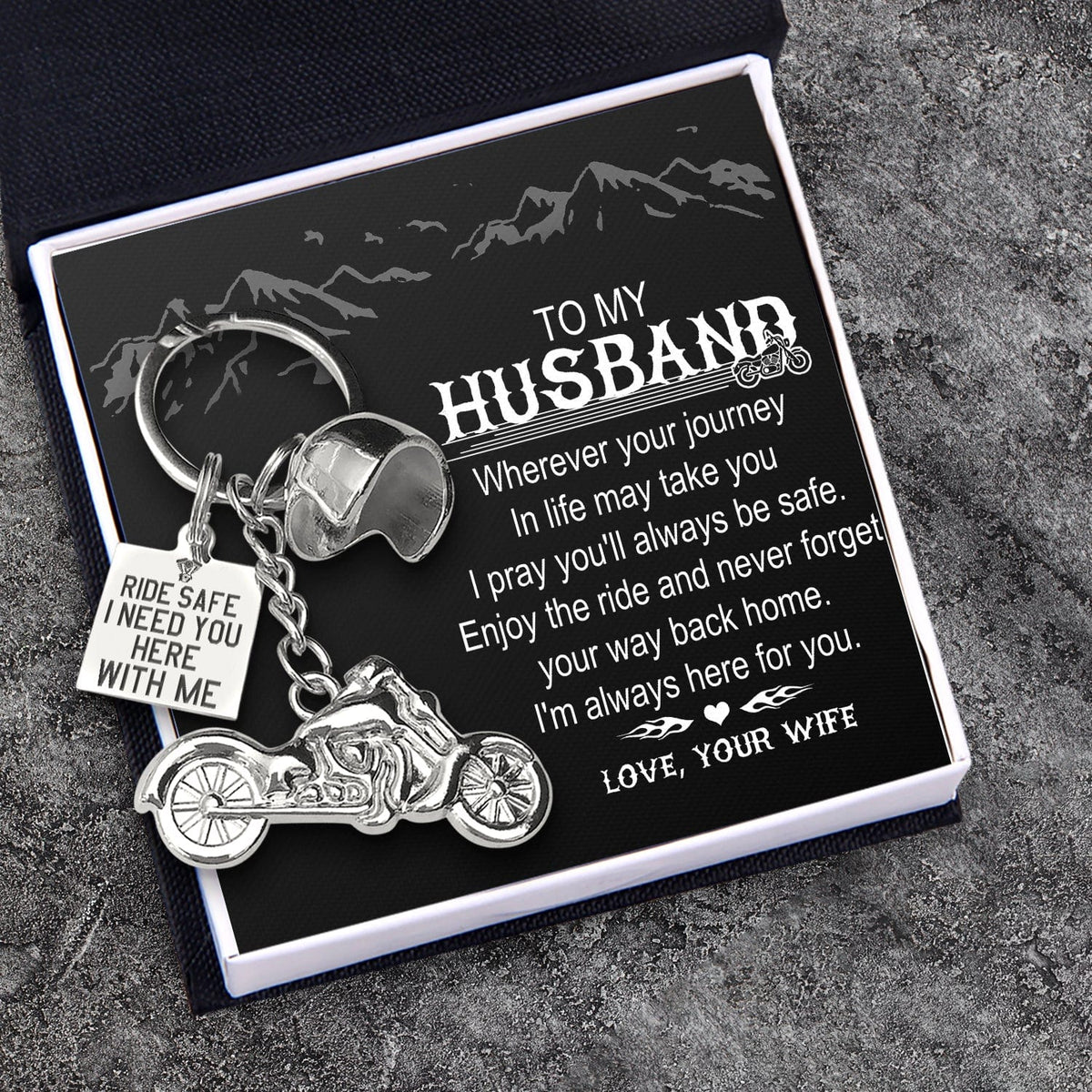 Classic Bike Keychain - Biker - To My Husband - Ride Safe - Gkt14018