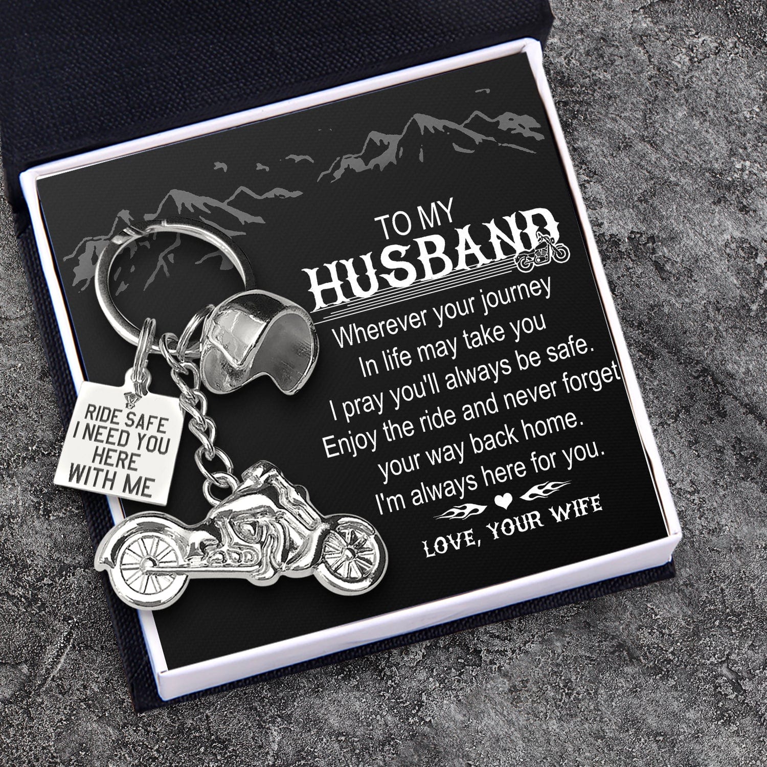 Classic Bike Keychain - Biker - To My Husband - Ride Safe - Gkt14018