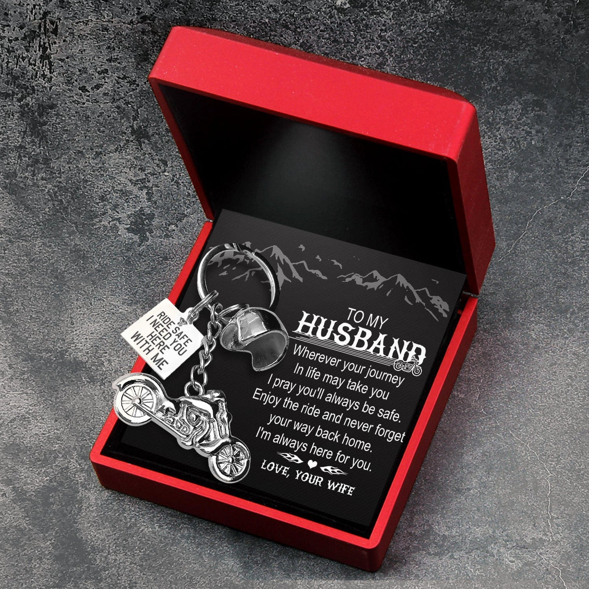 Classic Bike Keychain - Biker - To My Husband - Ride Safe - Gkt14018