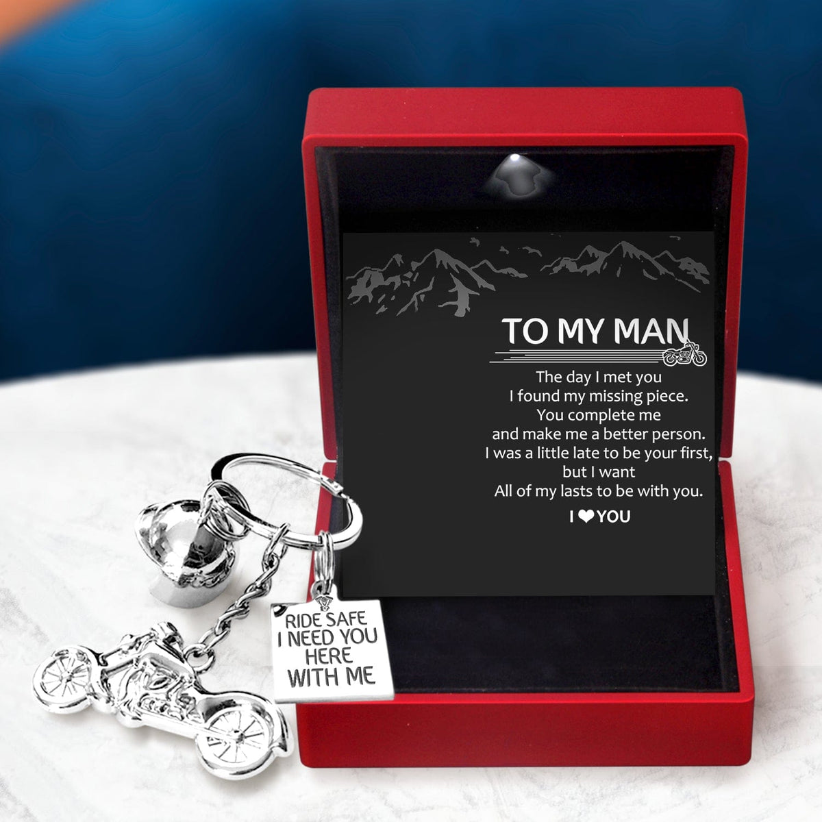 Classic Bike Keychain - Biker - To My Man - I Want All Of My Lasts To Be With You - Gkt26031