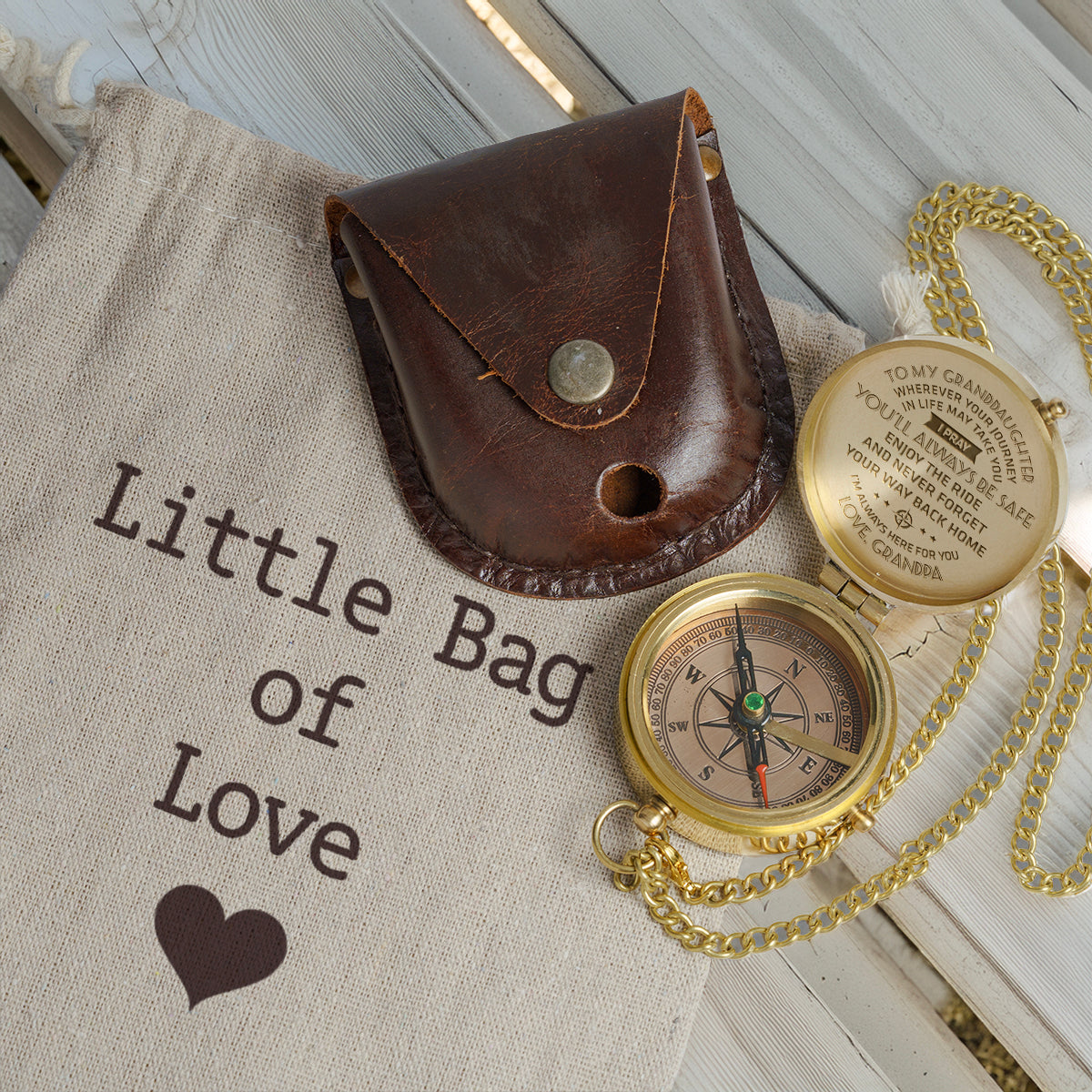 Personalized Engraved Compass - Family - To My Granddaughter - From Grandpa - I Pray You'll Always Be Safe - Gpb23003