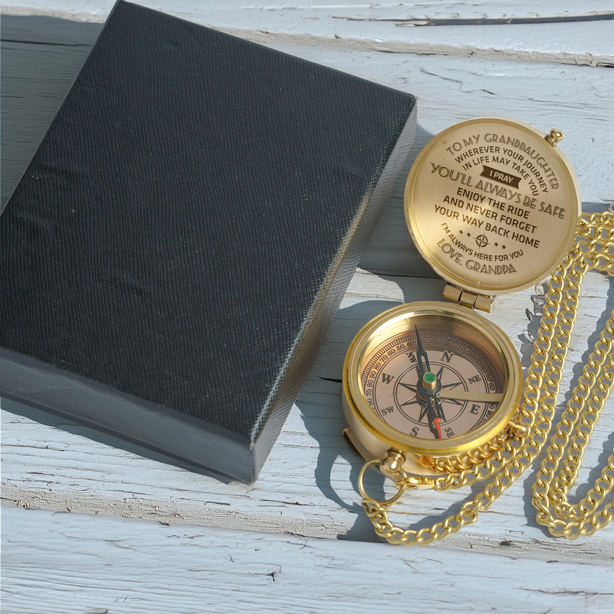 Personalized Engraved Compass - Family - To My Granddaughter - From Grandpa - I Pray You'll Always Be Safe - Gpb23003