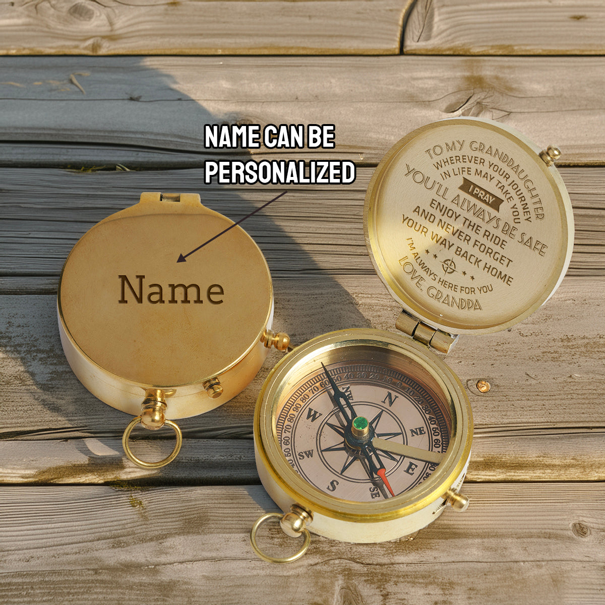 Personalized Engraved Compass - Family - To My Granddaughter - From Grandpa - I Pray You'll Always Be Safe - Gpb23003