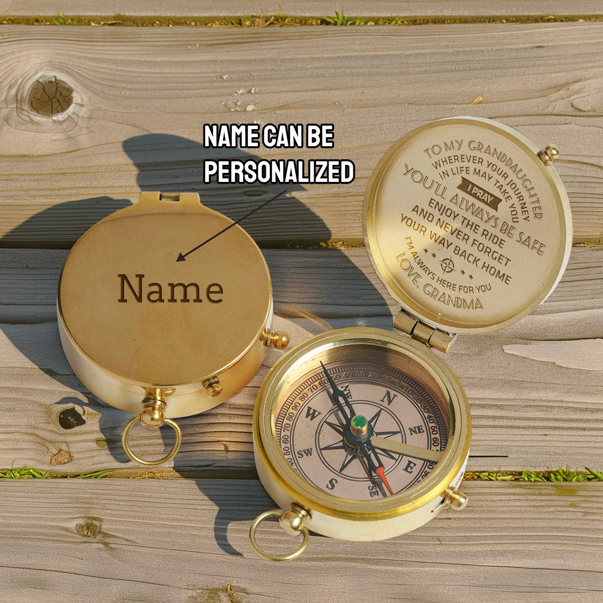 Personalized Engraved Compass - Family - To My Granddaughter - From Grandma - I Pray You'll Always Be Safe - Gpb23005