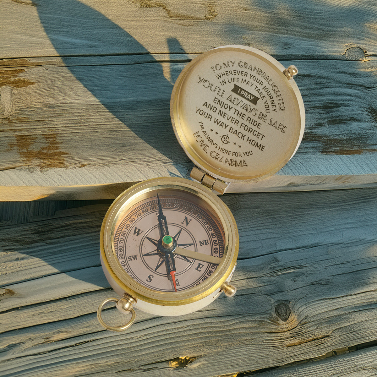 Personalized Engraved Compass - Family - To My Granddaughter - From Grandma - I Pray You'll Always Be Safe - Gpb23005