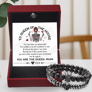 Couple Crown and Skull Bracelets - Skull - To The Queen Of The House - You Have Been My Shining Light - Gbu19007