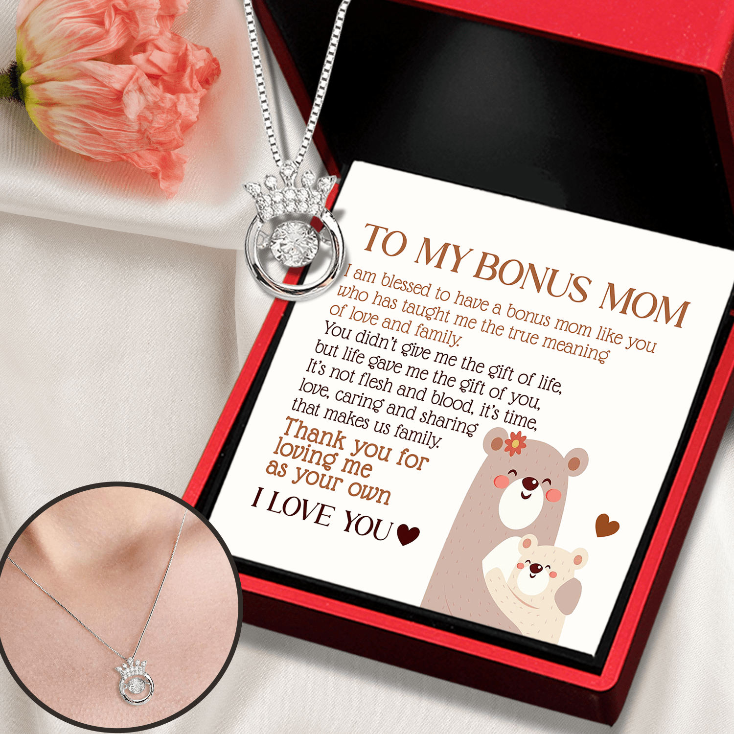 to My Mom Thank You Necklace Gift - Rose Gold