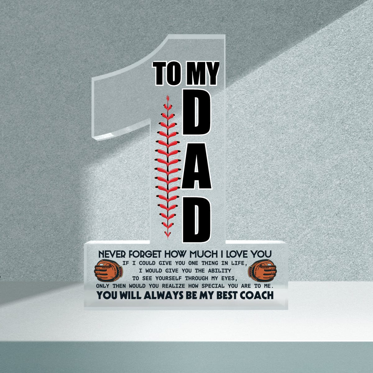 Crystal Plaque - Baseball - To My Dad - Never Forget How Much I Love You - Gznf18038