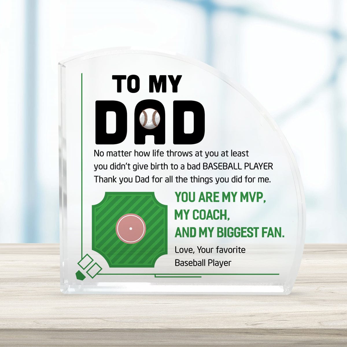 Crystal Plaque - Baseball - To My Dad - You Are My MVP, My Coach, And My Biggest Fan - Gznf18085