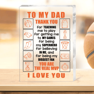 Crystal Plaque - Basketball - To My Dad - I Love You - Gznf18002