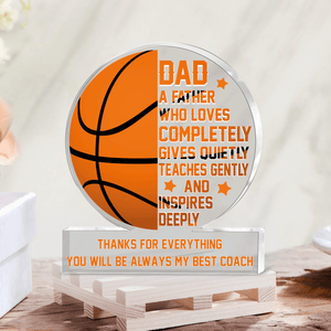 Crystal Plaque - Basketball - To My Dad - Thanks For Everything - Gznf18069