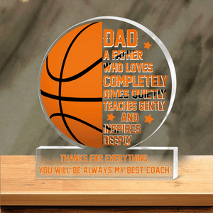 Crystal Plaque - Basketball - To My Dad - Thanks For Everything - Gznf18069