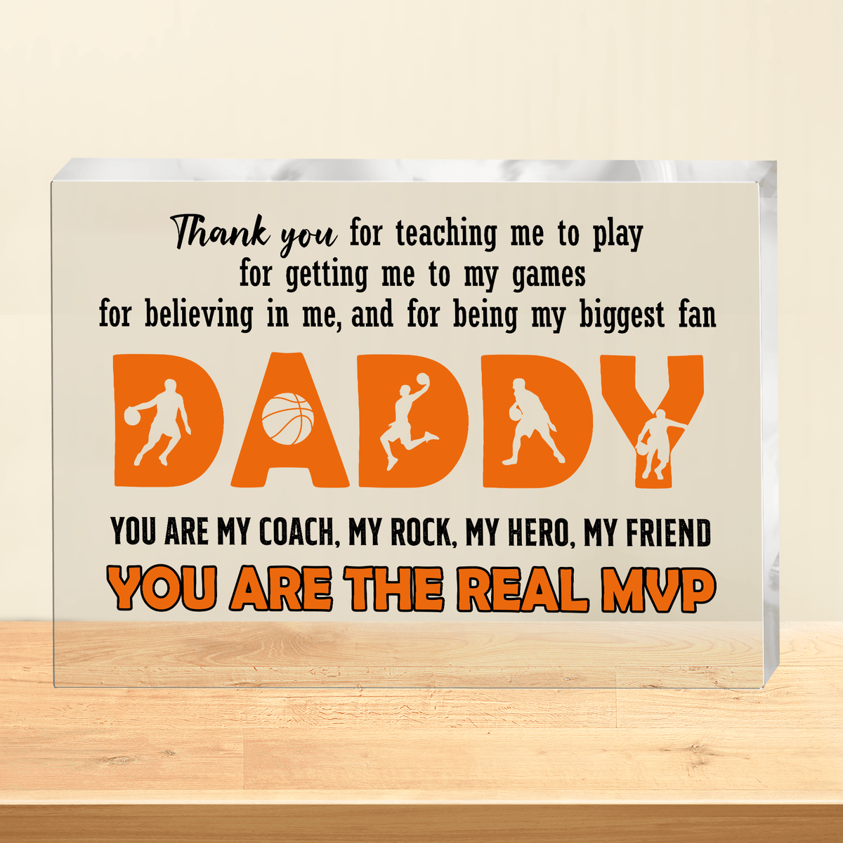 Crystal Plaque - Basketball - To My Dad - You Are My Coach, My Rock, My Hero, My Friend - Gznf18003