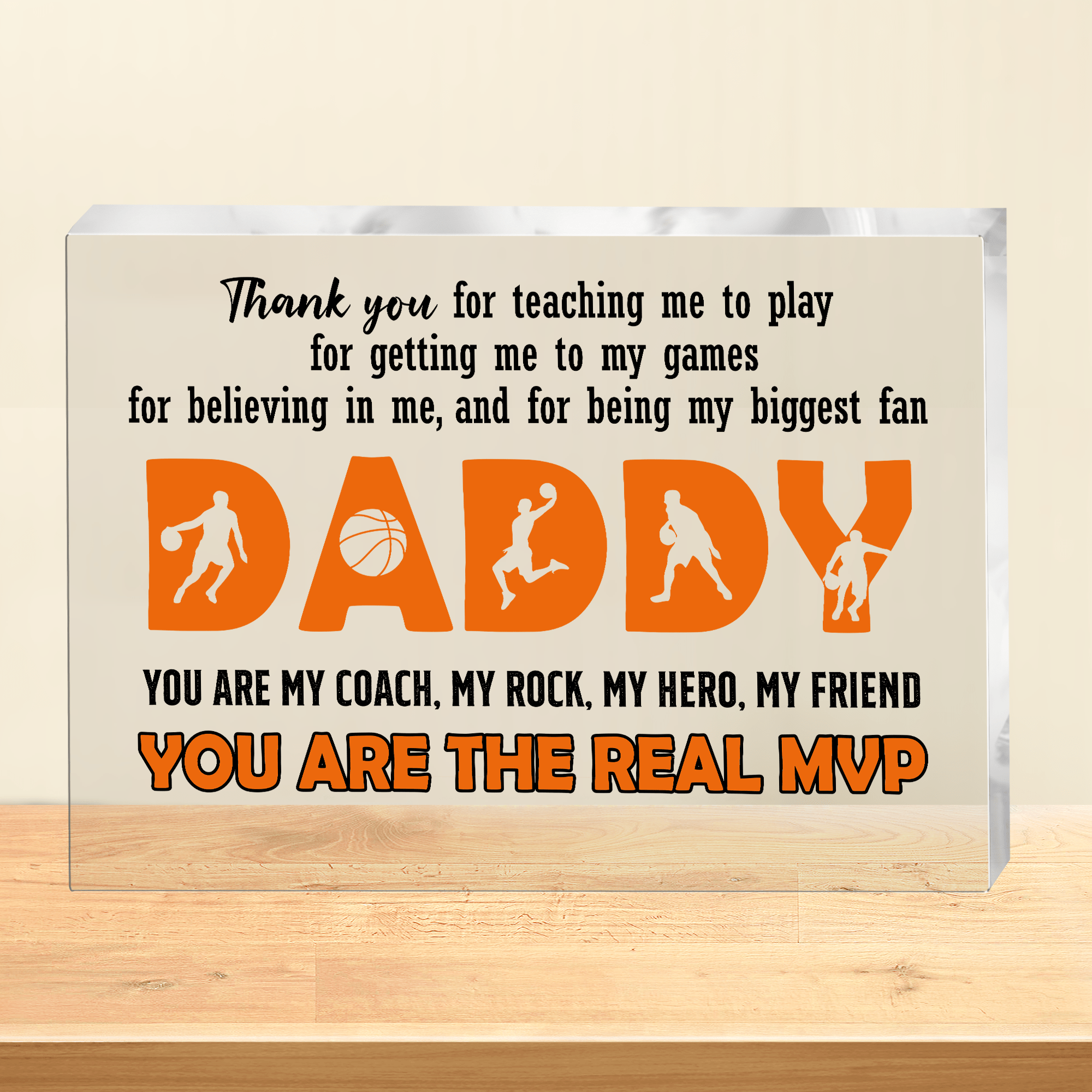 Crystal Plaque - Basketball - To My Dad - You Are My Coach, My Rock, My Hero, My Friend - Gznf18003