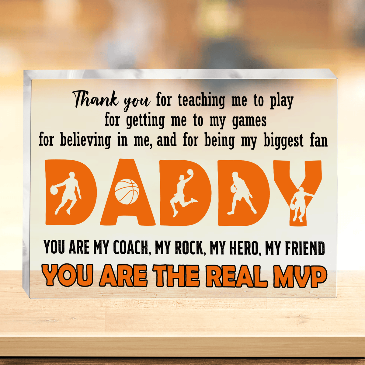 Crystal Plaque - Basketball - To My Dad - You Are My Coach, My Rock, My Hero, My Friend - Gznf18003