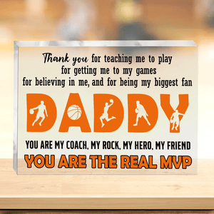 Crystal Plaque - Basketball - To My Dad - You Are My Coach, My Rock, My Hero, My Friend - Gznf18003