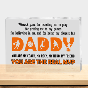 Crystal Plaque - Basketball - To My Dad - You Are My Coach, My Rock, My Hero, My Friend - Gznf18003