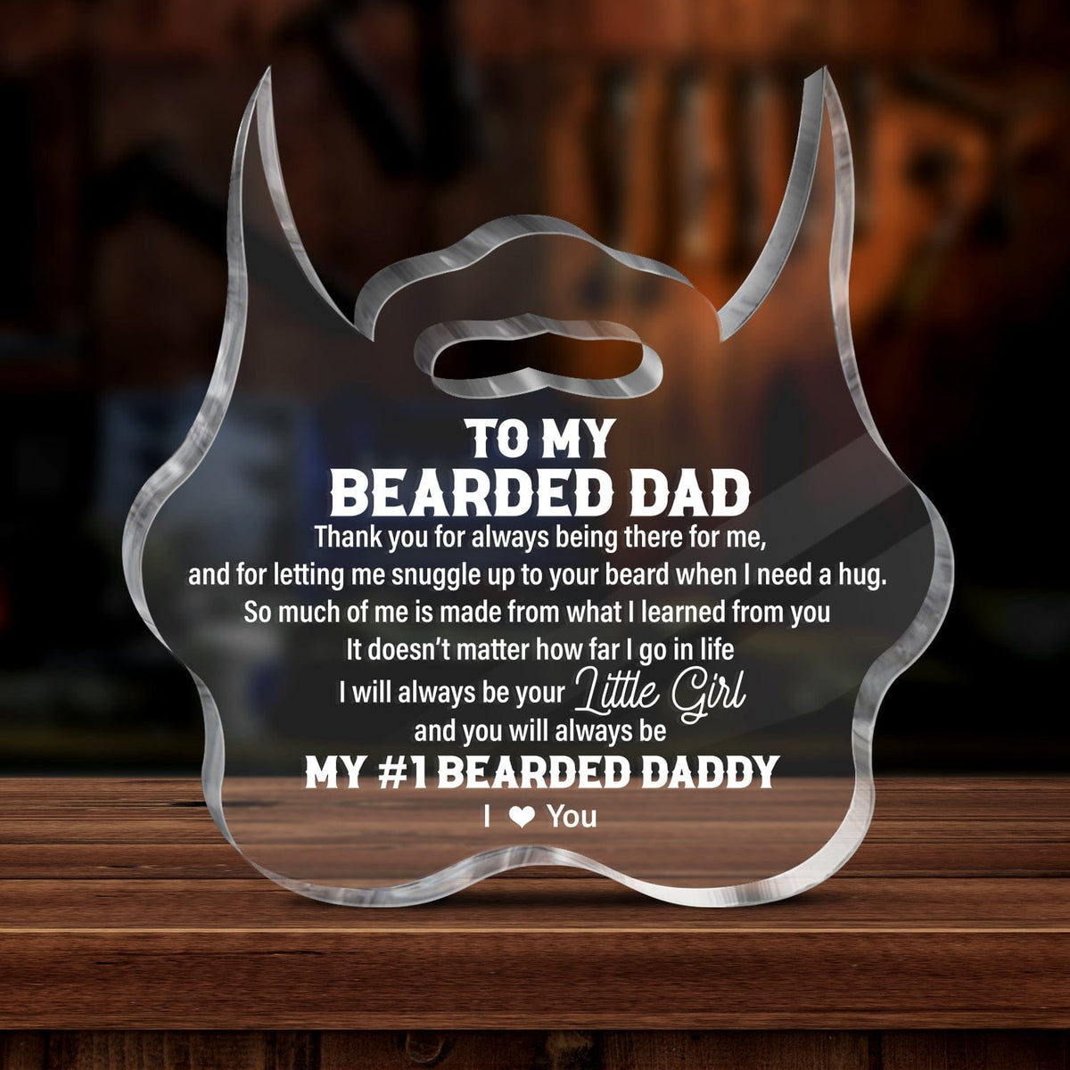 Crystal Plaque - Beard - To My Bearded Dad - Thank You For Always Being There For Me - Gznf18118