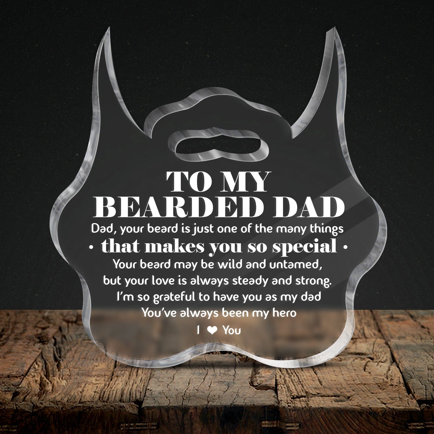 Crystal Plaque - Beard - To My Bearded Dad - You've Always Been My Hero - Gznf18117