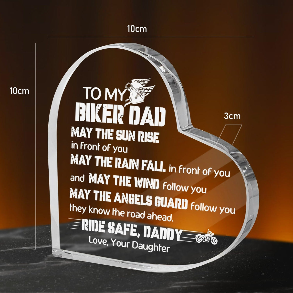 Crystal Plaque - Biker - To My Biker Dad - I Need You Here With Me - Gznf18025