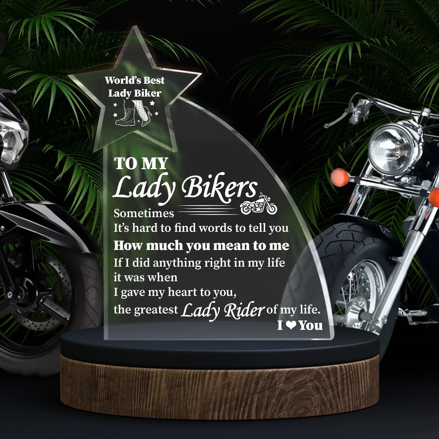 Crystal Plaque - Biker - To My Lady Bikers - The Greatest Lady Rider Of My Life - Gznf13001