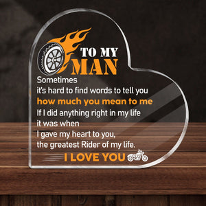 Crystal Plaque - Biker - To My Man - The Greatest Rider Of My Life - Gznf18121