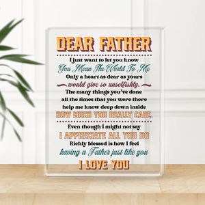 Crystal Plaque - Family - Dear Father - I Appreciate All You Do - Gznf18060
