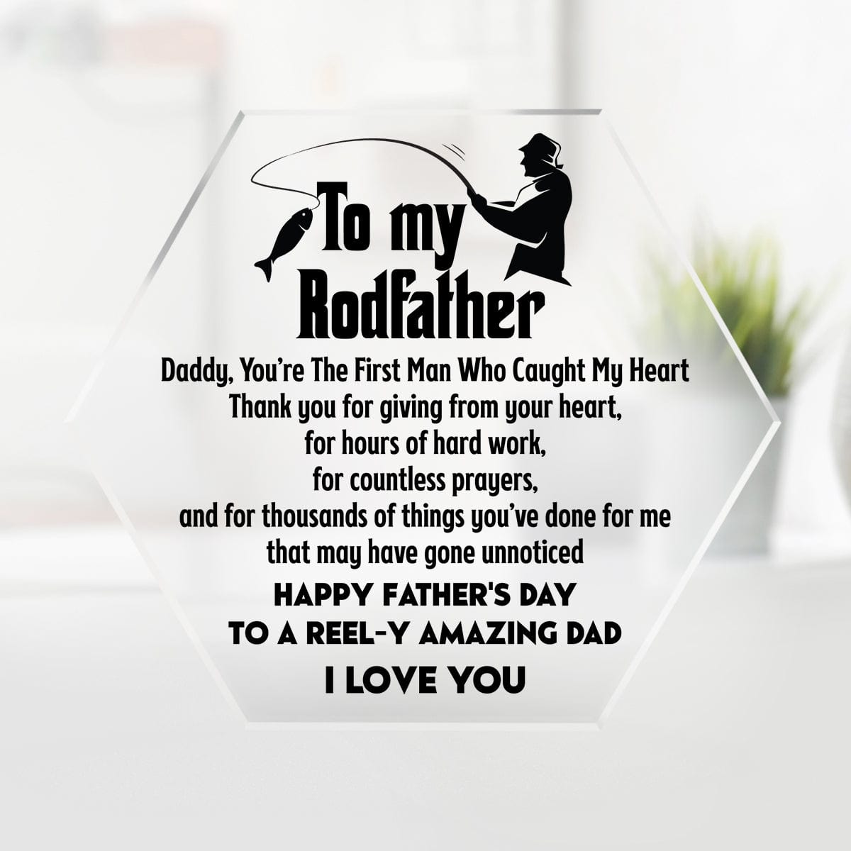 Crystal Plaque - Fishing - To My Rodfather - Happy Father's Day - Gznf18084