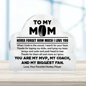 Crystal Plaque - Hockey - To My Mom - Thanks For Them All And More As I Grow - Gznf19050