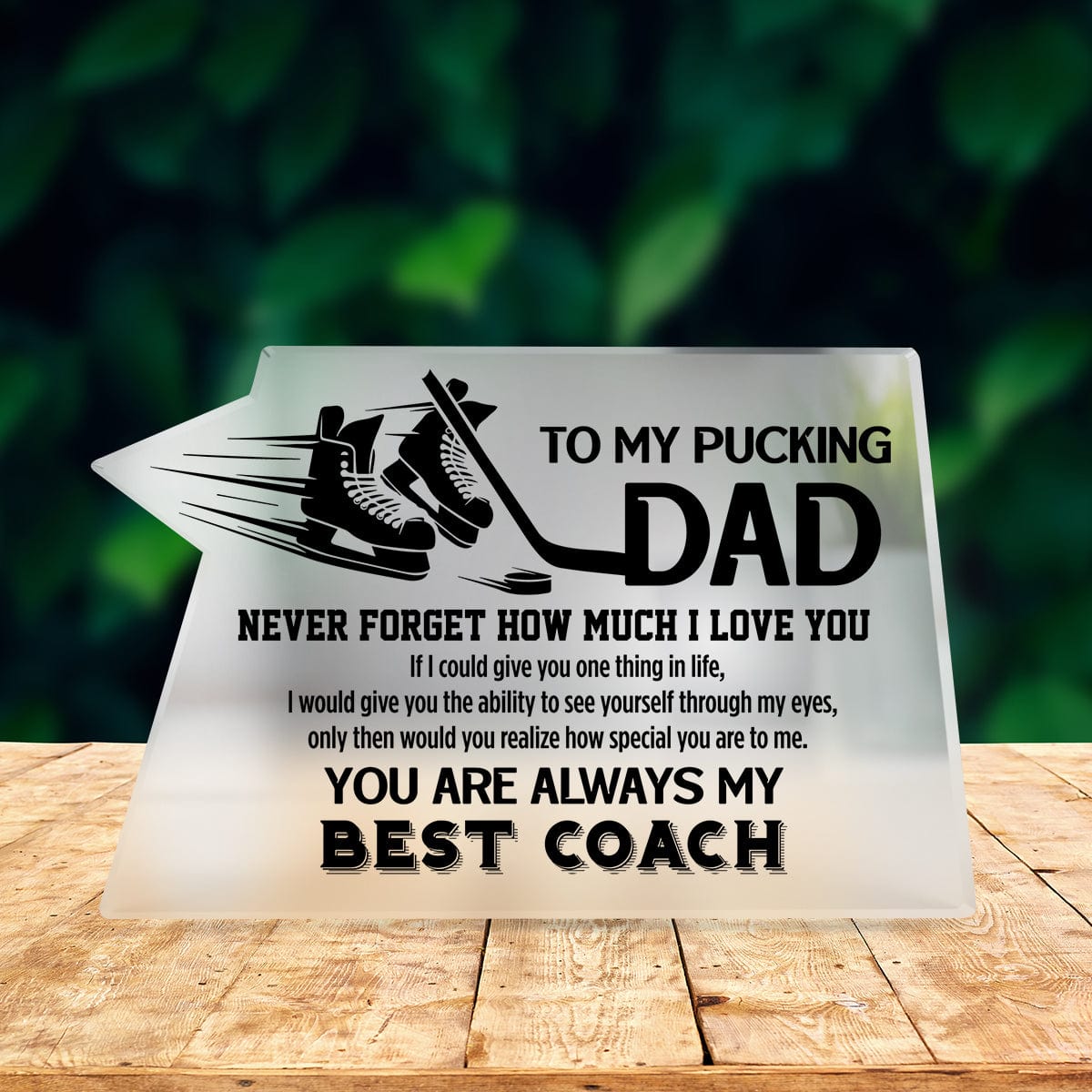 Crystal Plaque - Hockey - To My Pucking Dad - You Are Always My Best Coach - Gznf18010