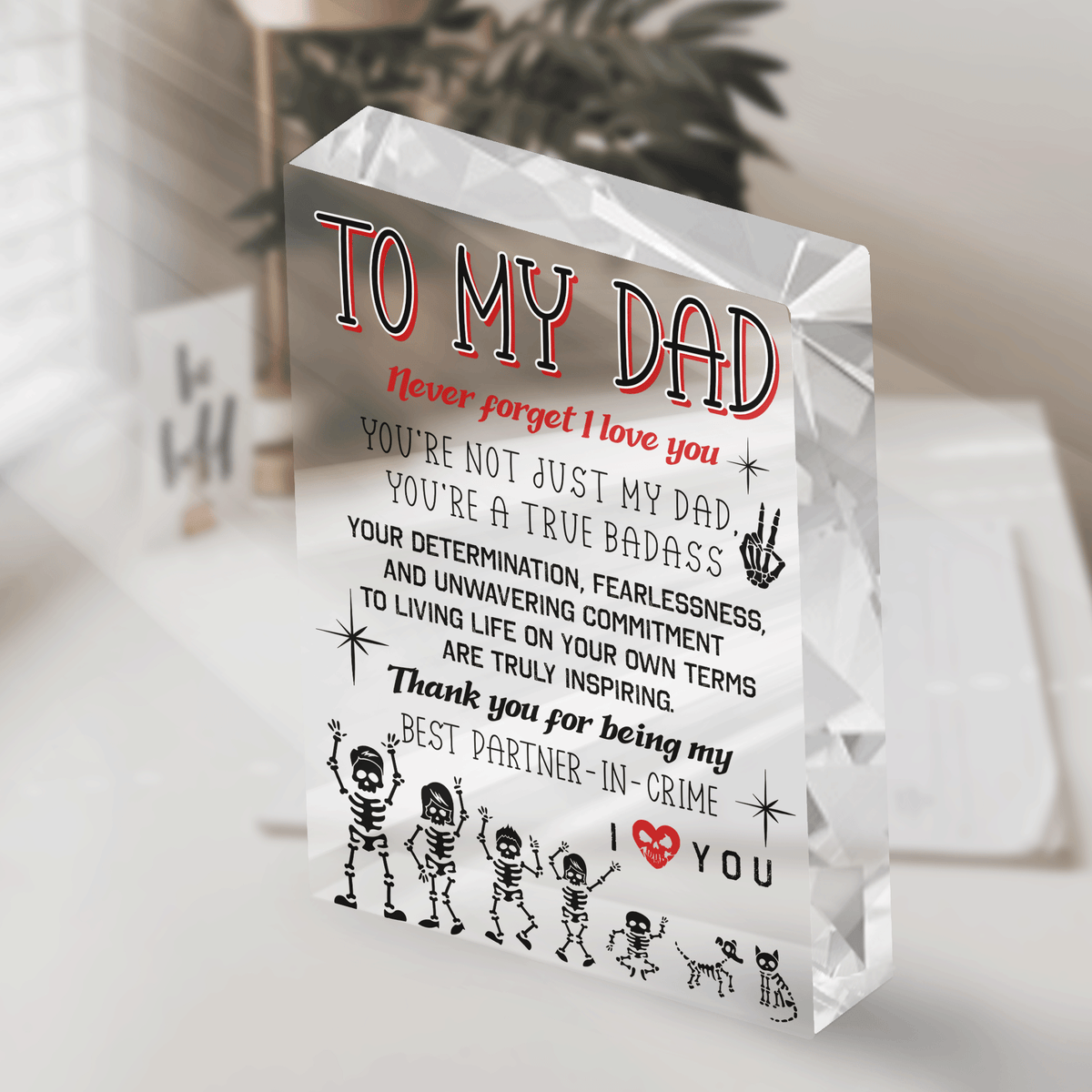 Crystal Plaque - Skull - To My Dad - Never Forget I Love You - Gznf18023