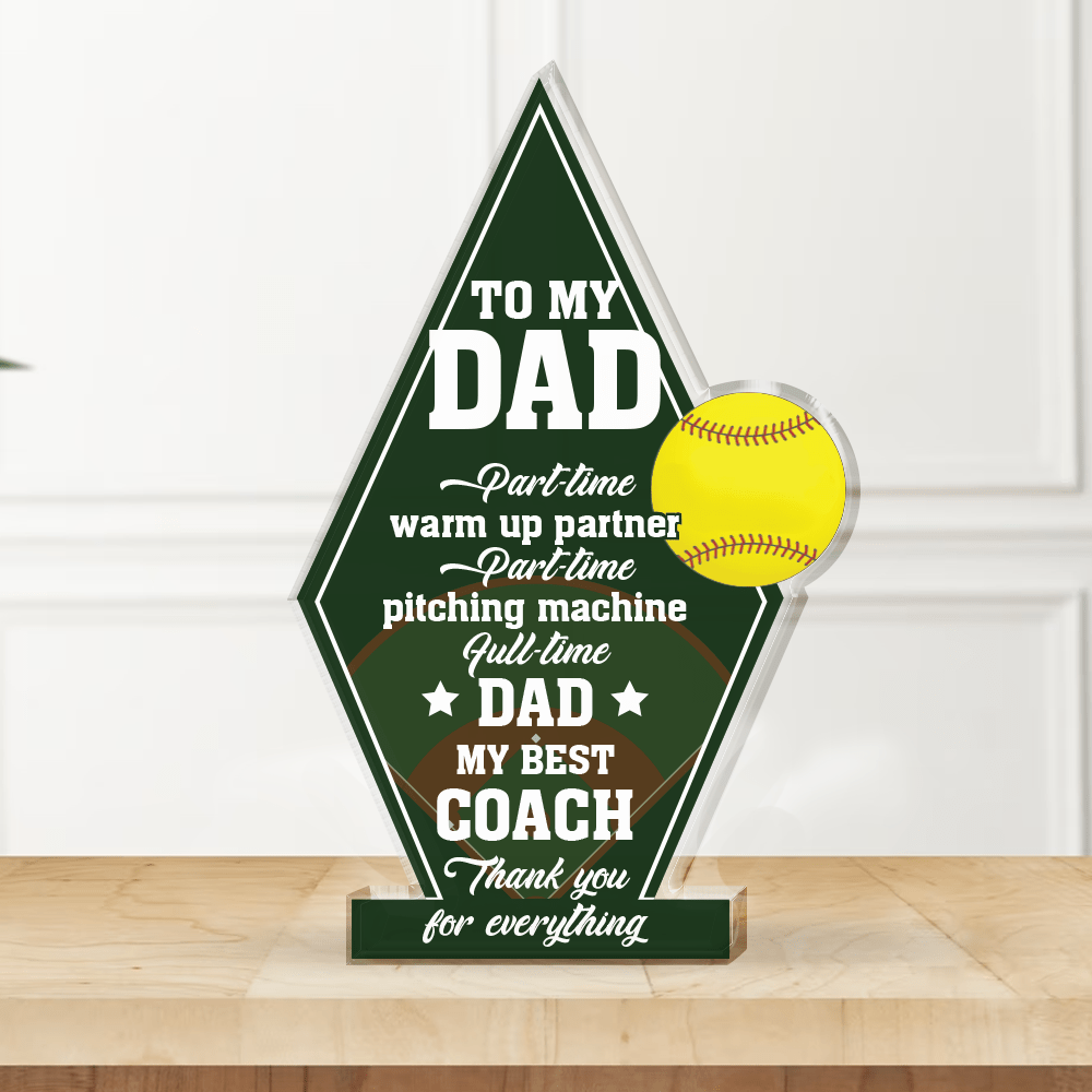 Crystal Plaque - Softball - To My Dad - Thank You For Everything - Gznf18017