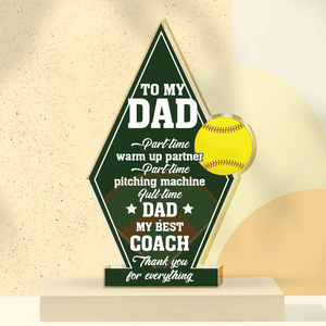 Crystal Plaque - Softball - To My Dad - Thank You For Everything - Gznf18017