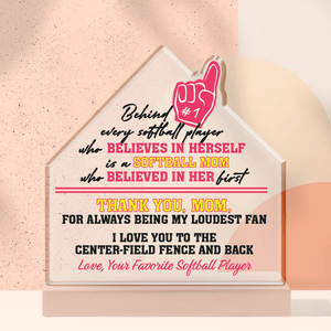 Crystal Plaque - Softball - To My Mom - I Love You To The Center-field Fence And Back - Gznf19040