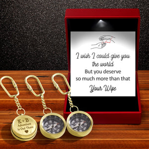 Personalized Brass Compass Keychain - Family - To My Husband - I Wish I Could Give You The World - Gkqj14001