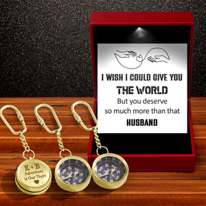 Personalized Brass Compass Keychain - Family - To My Wife - I Wish I Could Give You The World - Gkqj15001