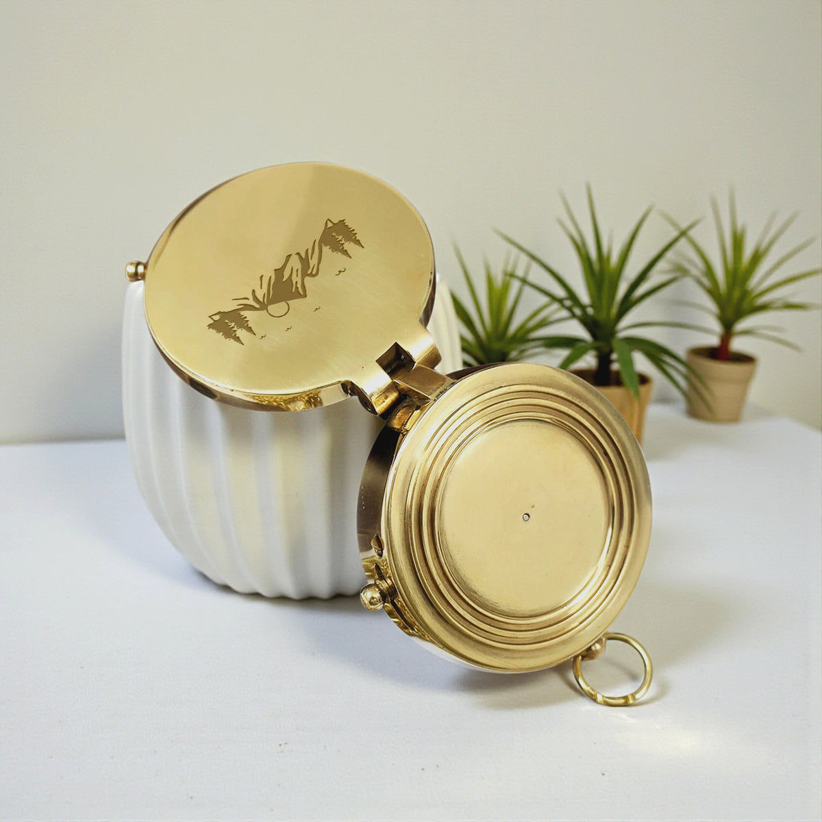 Personalized Engraved Bronze Compass - Handmade 1 year Anniversary Gift for Couples | Custom Name, Date - Gpb26273