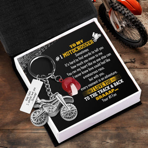 Dirt Bike Helmet Keychain - Biker - To My #1 Motocrosser - I Love You To The Track & Back  - Gkey26001