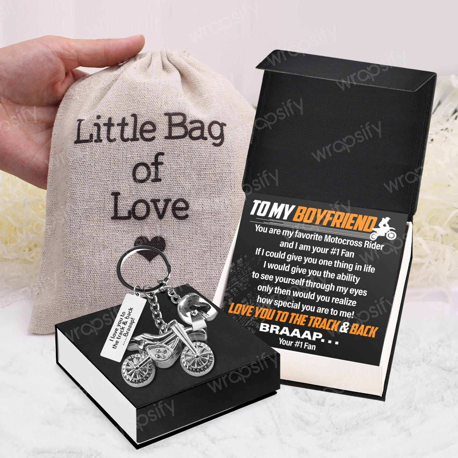 Dirt Bike Helmet Keychain - Biker - To My Boyfriend - Love You To The Track & Back Braaap…. - Gkey12004