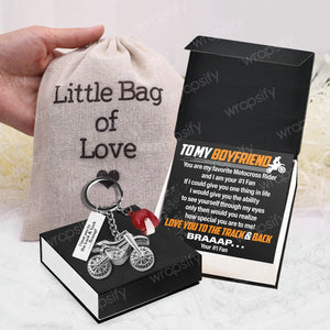 Dirt Bike Helmet Keychain - Biker - To My Boyfriend - Love You To The Track & Back Braaap…. - Gkey12004