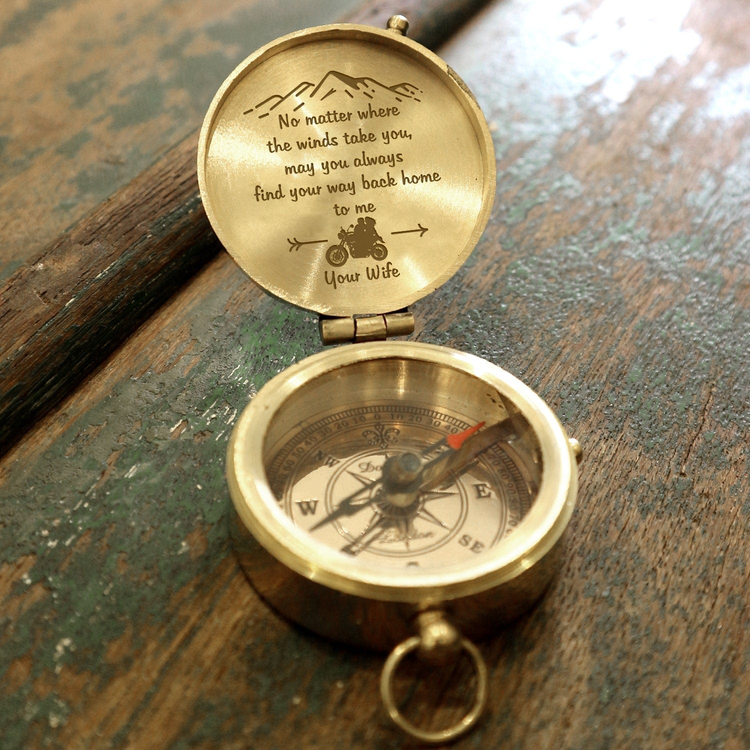 Engraved Compass - Biker - To My Husband - Way Back Home To Me - Gpb14016