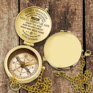 Engraved Compass - To My Private Singleton, I Pray You'll Always Be Safe - Love, Mom - Gpb17014