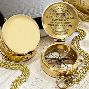 Engraved Compass - To My Private Singleton, I Pray You'll Always Be Safe - Love, Mom - Gpb17014